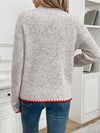 Explore More Collection - Contrast Heart Round Neck Long Sleeve Sweater