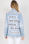 Explore More Collection - American Bazi Letter Patched Distressed Denim Jacket