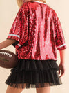 Explore More Collection - Sequin Football Round Neck Half Sleeve Top