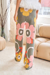 Explore More Collection - Flower Printed Casual Cozy Full Long Wide Pants