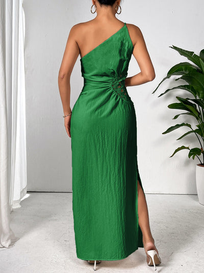 Explore More Collection - Slit One Shoulder Sleeveless Maxi Dress