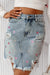 Explore More Collection - Distressed Raw Hem Heart Mini Denim Skirt