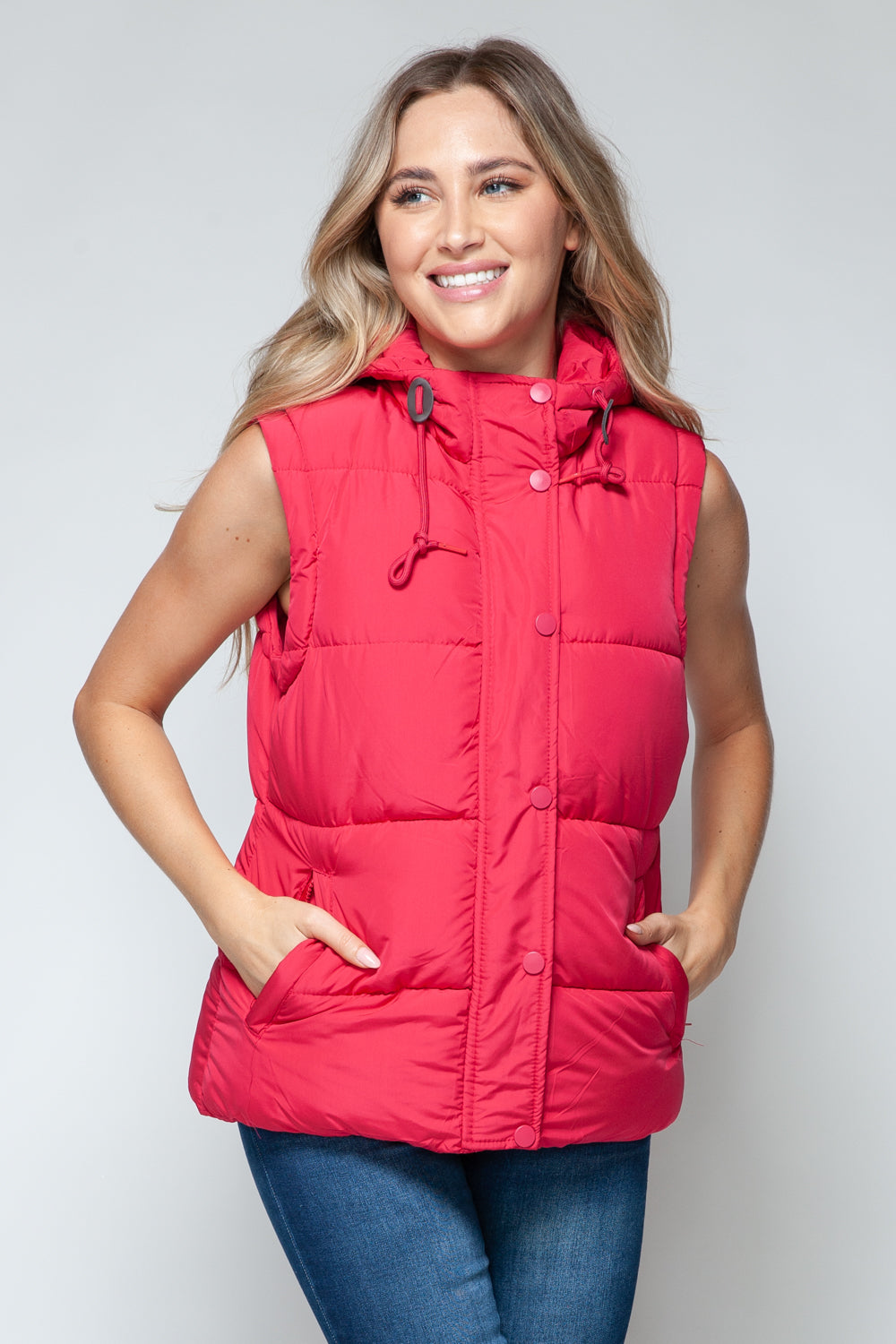 Explore More Collection - Snobbish Snap and Zip Closure Hooded Vest