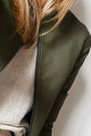 Explore More Collection - PU Leather Round Neck Long Sleeve Jacket