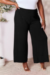 Explore More Collection - Double Take Full Size Smocked Wide Waistband Wide Leg Pants