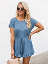 Explore More Collection - Ruffled Boat Neck Short Sleeve Romper