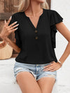 Explore More Collection - Full Size Ruffled Notched Cap Sleeve T-Shirt