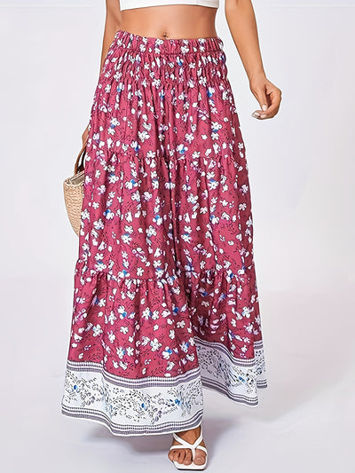 Explore More Collection - Full Size Tiered Printed Elastic Waist Skirt