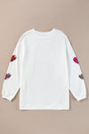 Explore More Collection - Valentine’s Day Sequin Heart Round Neck Long Sleeve Sweatshirt