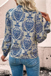 Explore More Collection - Printed Mock Neck Long Sleeve Shirt