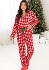 Explore More Collection - Plaid Collared Neck Long Sleeve Top and Pants Set