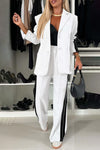 Explore More Collection - Full Size Contrast Lapel Collar Top and Pants Set