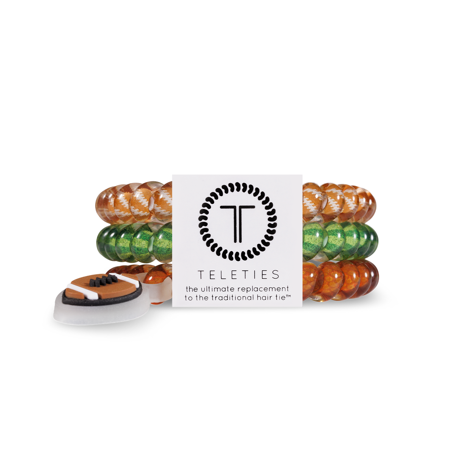 Football - Small Spiral Hair Coils, Hair Ties, 3-pack