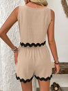 Explore More Collection - Contrast Trim Round Neck Top and Shorts Set