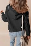 Explore More Collection - Rivet Drawstring Long Sleeve Hoodie