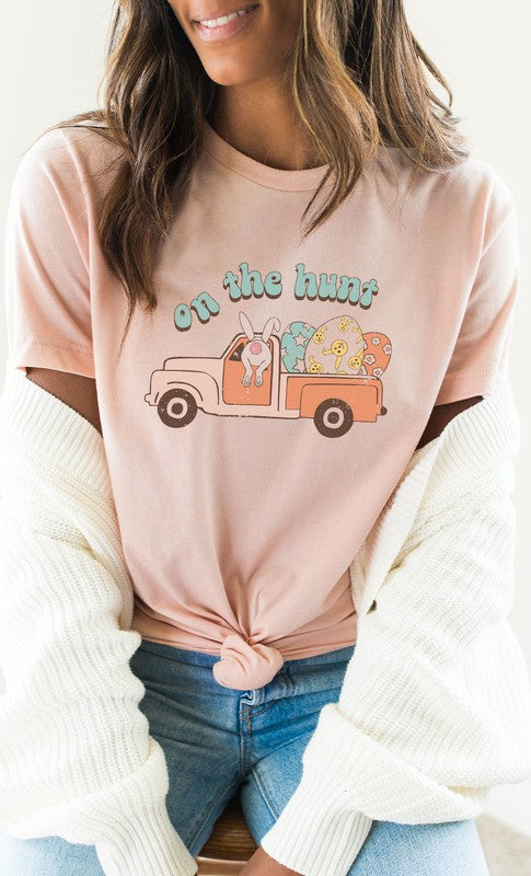 Explore More Collection - On The Hunt Bunny Egg Truck Graphic Tee