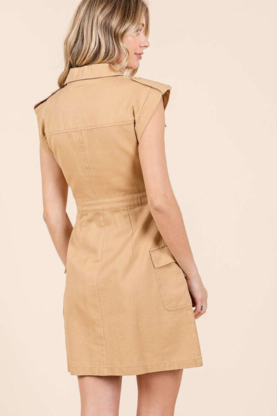 Explore More Collection - Mittoshop Cargo Pocket Half Button Mini Dress