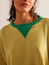 Explore More Collection - Contrast Trim Round Neck Long Sleeve Sweatshirt