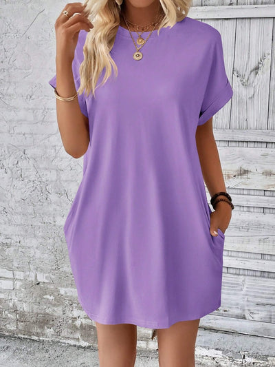 Explore More Collection - Round Neck Short Sleeve Mini Dress