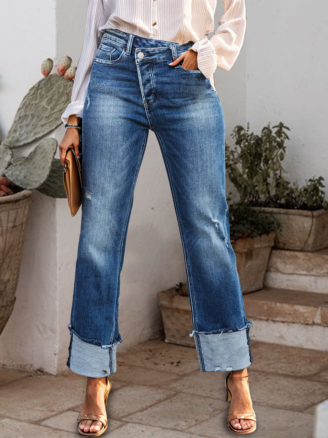 Explore More Collection - Mid-Rise Waist Jeans with Pockets