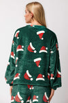 Explore More Collection - Christmas Hat Pattern Round Neck Long Sleeve Top and Pants Set