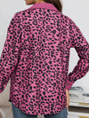 Explore More Collection - Full Size Leopard Collared Neck Button Up Long Sleeve Jacket