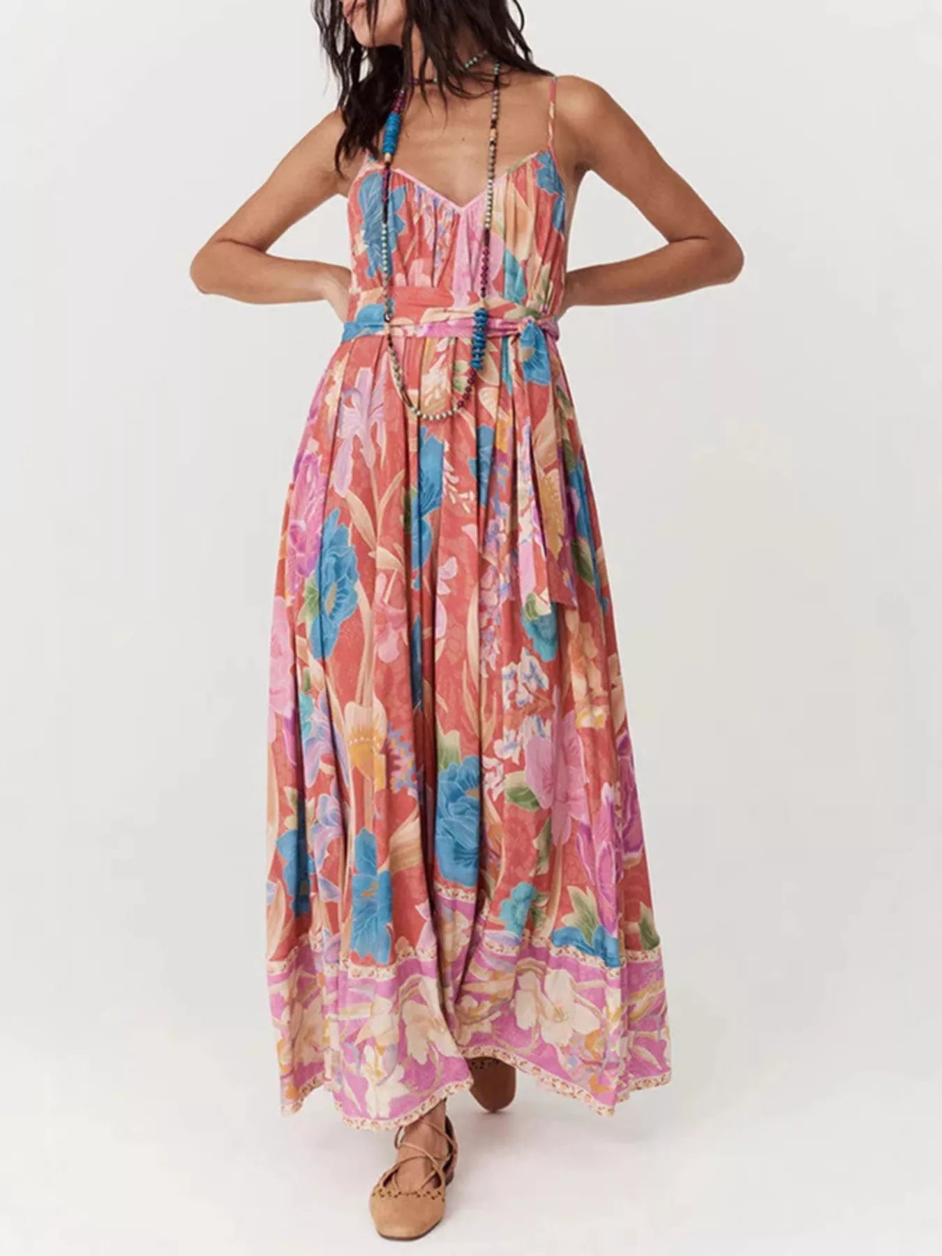 Floral Print Spaghetti Strap Maxi Dress