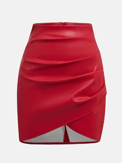 Explore More Collection - Ruched Asymmetrical Hem Skirt