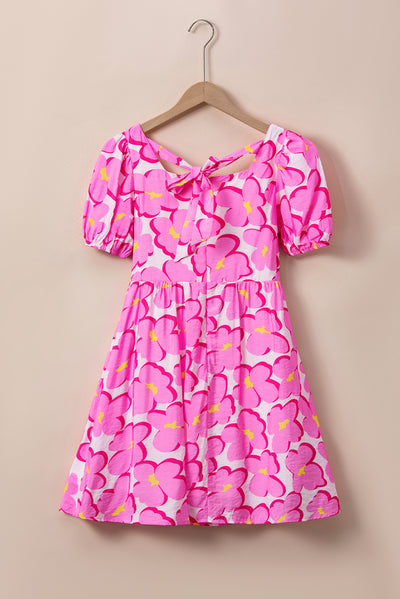 Explore More Collection - Printed Square Neck Short Sleeve Dress