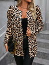 Explore More Collection - Leopard Open Front Puff Sleeve Jacket