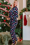 Explore More Collection - Christmas Lights Print Collared Neck Top and Pants Set