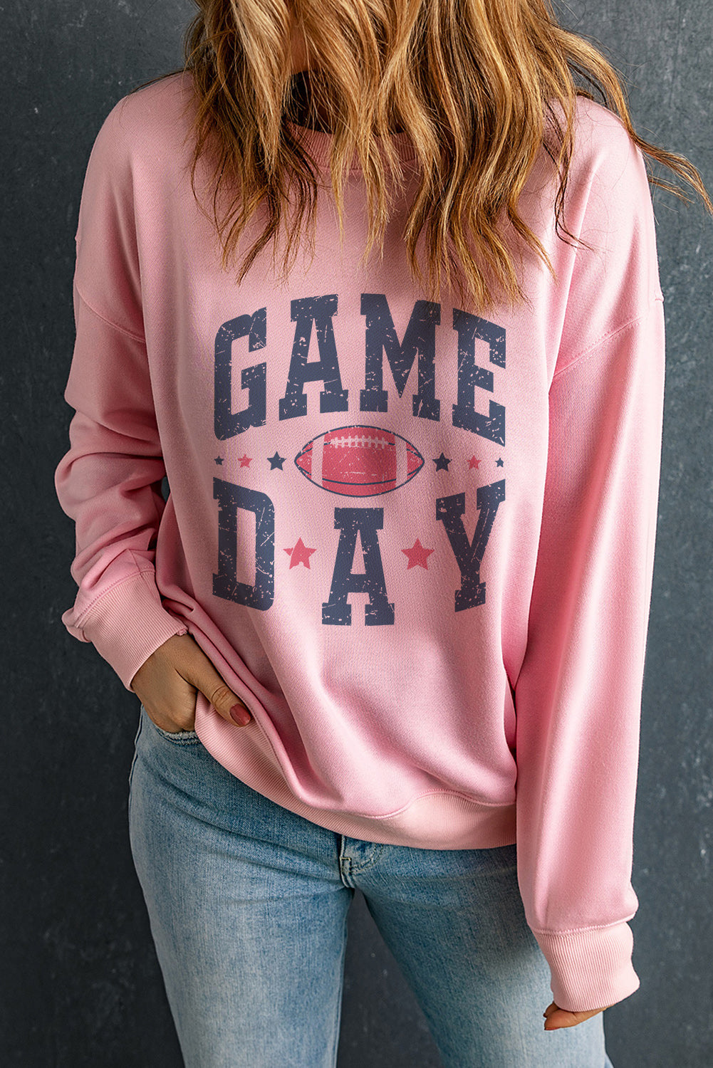 Explore More Collection - GAME DAY Round Neck Long Sleeve Sweatshirt