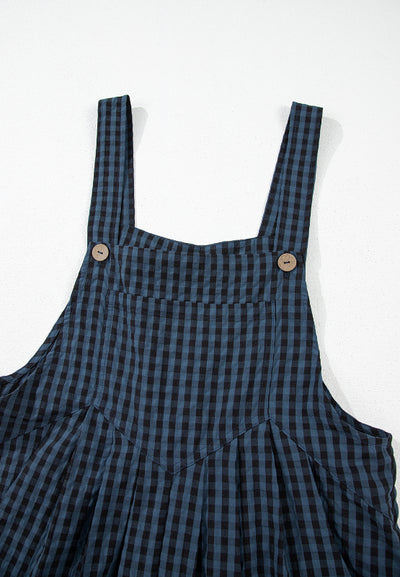 Explore More Collection - Plaid Wide Strap Wide Leg Overalls