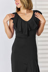 Explore More Collection - Ruffled V-Neck High-Low Dress