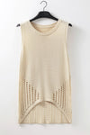 Explore More Collection - Openwork Round Neck Knit Vest