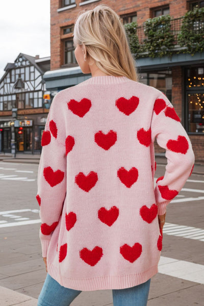 Explore More Collection - Heart Button Down Long Sleeve Cardigan