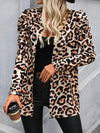 Explore More Collection - Leopard Open Front Puff Sleeve Jacket