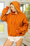 Explore More Collection - BiBi Ruched Long Sleeve Washed Fleece Hoodie