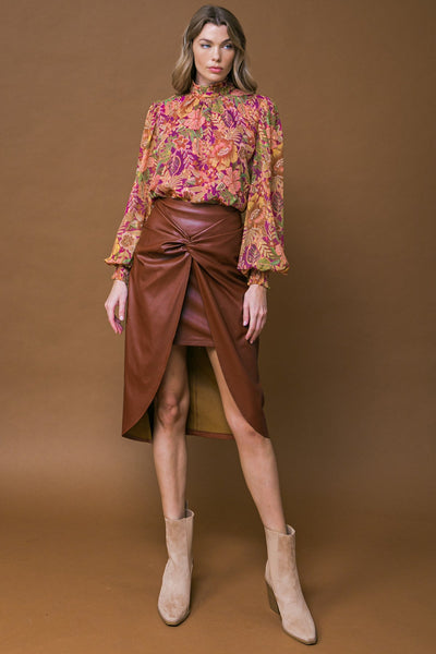 Explore More Collection - CHOOSE US LEATHER MIDI SKIRT