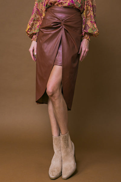 Explore More Collection - CHOOSE US LEATHER MIDI SKIRT