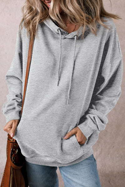 Explore More Collection - Drawstring Pocketed Long Sleeve Hoodie