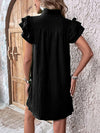 Explore More Collection - Ruffled Notched Cap Sleeve Mini Dress