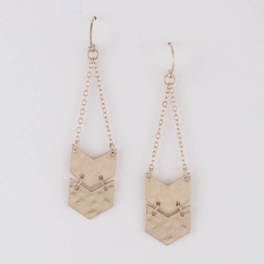 Down Arrow Dangle Earrings: W Gold