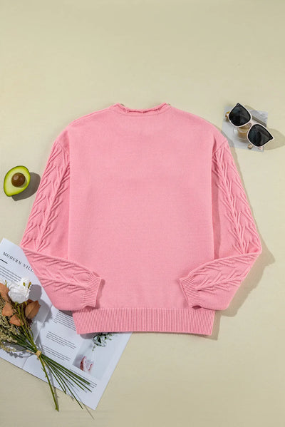 Explore More Collection - Notched Long Sleeve Sweater