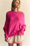 Explore More Collection - Davi & Dani Solid Color Batwing Sleeve Sweater