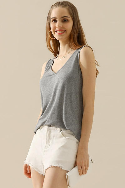 Explore More Collection - Ninexis Full Size V-Neck Curved Hem Tank