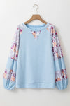 Explore More Collection - Printed Round Neck Balloon Sleeve Blouse