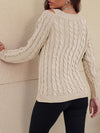 Explore More Collection - Honey Cable-Knit V-Neck Cold Shoulder Sweater