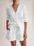 Explore More Collection - Notched Long Sleeve Top and Shorts Set