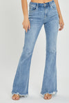 Explore More Collection - Risen Full Size High Rise Frayed Hem Flare Jeans